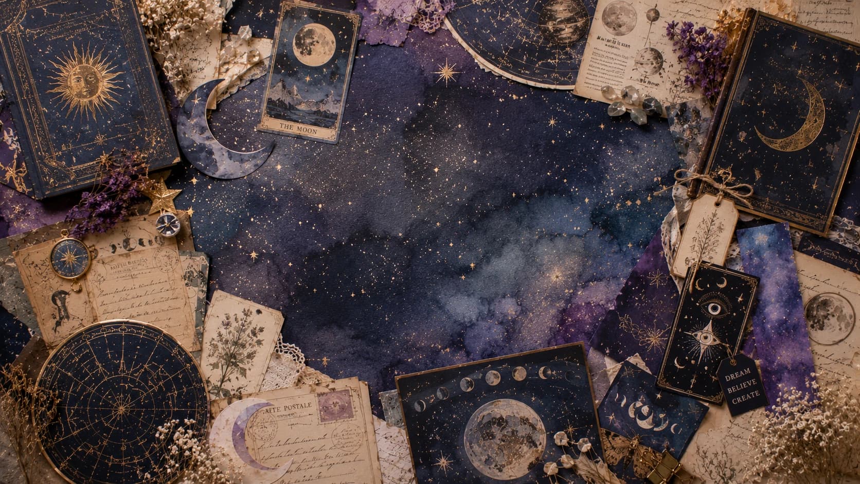 Celestial Scrapbook Ideas and Inspiration: Moon Pages, Star Layers, Tarot Moodboards, and Mystical Printable Paper